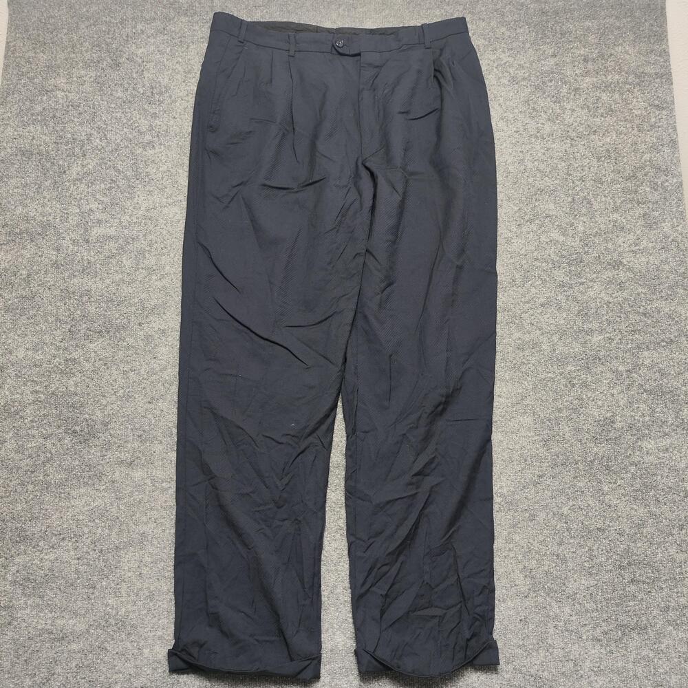 Kirkland Signature Dress Pants Mens 38x32 Blue Pleated Classic Fit Italy